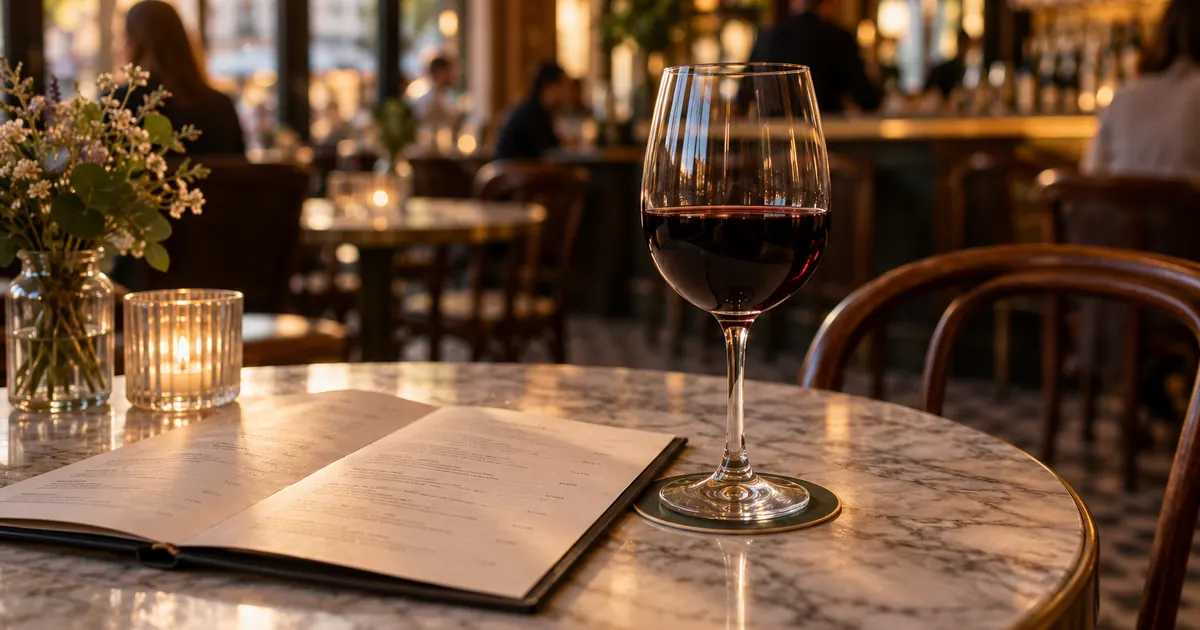 Une carte des boissons sur une table de bistrot
