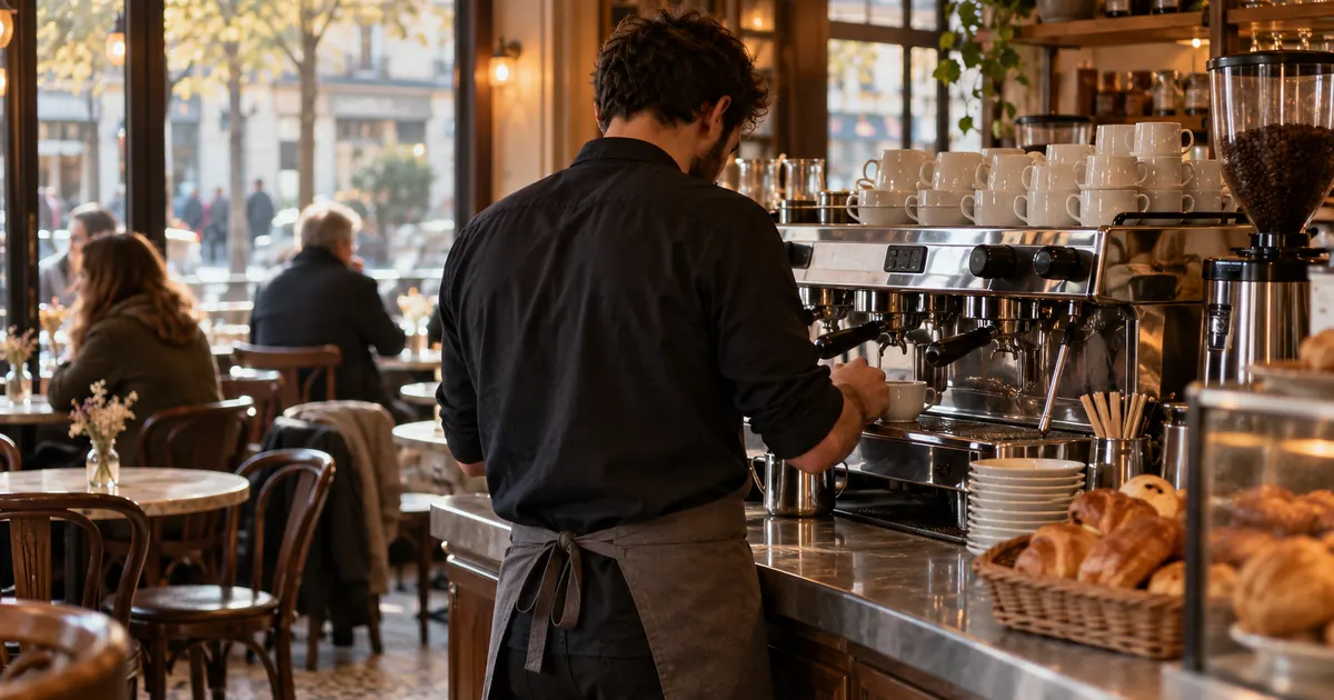 Un café de quartier le matin
