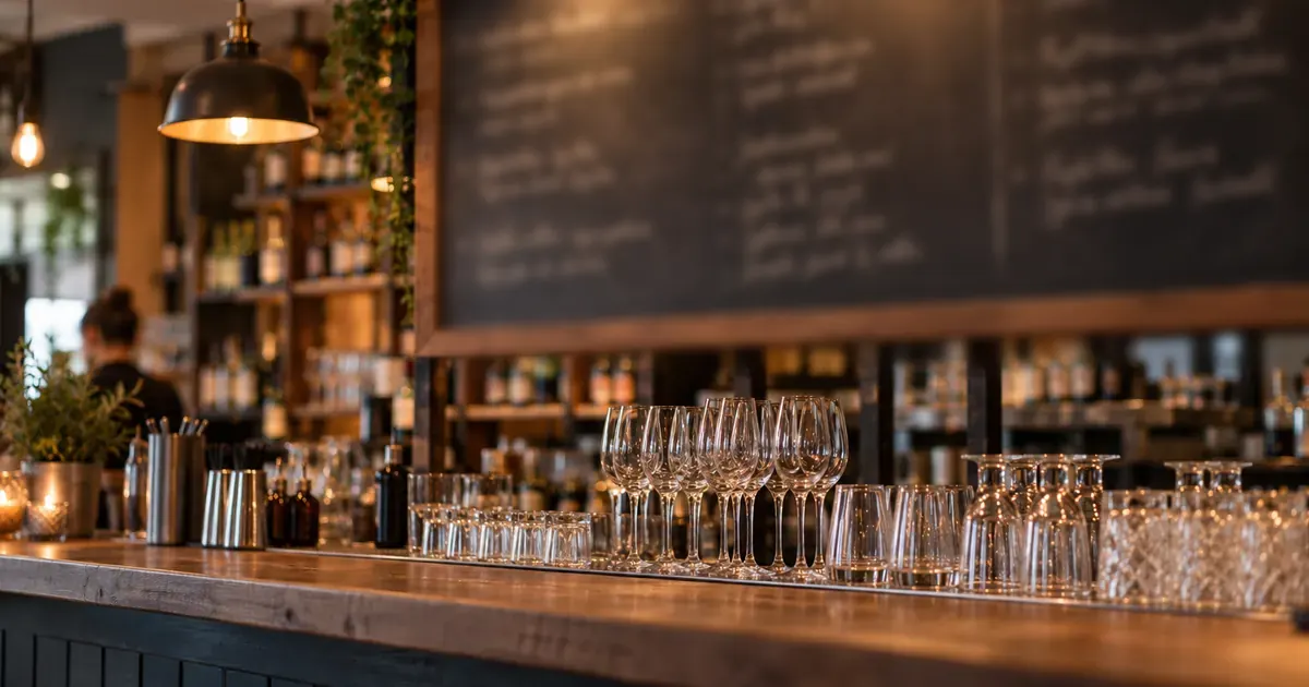 Une ardoise au-dessus d'un comptoir de bar